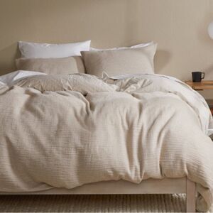 Parachute Honeycomb Linen Blend Duvet Cover in Beige/Cream | Full/Queen